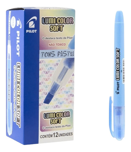 Kit 12 Marca Texto Lumi Color Cores - Pilot Cor Azul Pastel