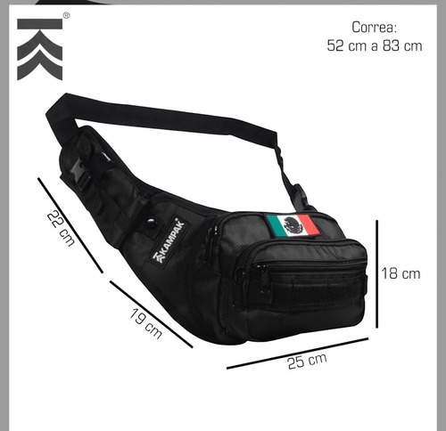 Canguro Kampak Tactico Multi Usos Porta Arma Negro Liso