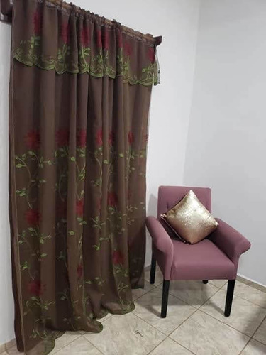 Cortinas De Organza Bordada Doble Forro