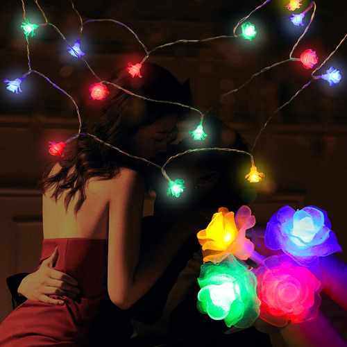 Cadena De Luces Rosas Colorida Para El Día De San Valentín,