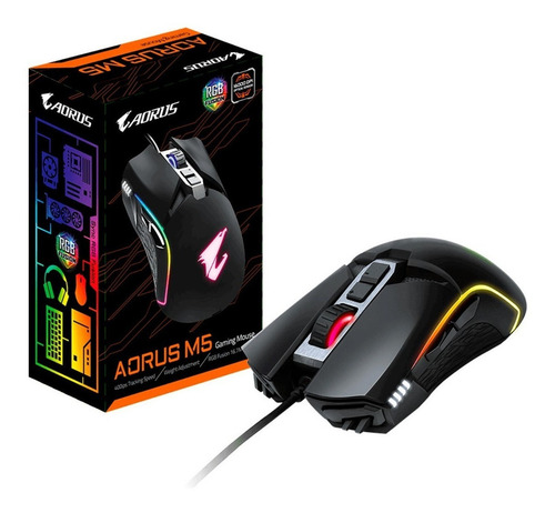 Mouse gamer de juego Gigabyte Aorus M5 matte black