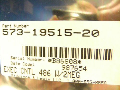 Giddings & Lewis Exec Cntl 486 W/2meg 573-19515-20 Yyq