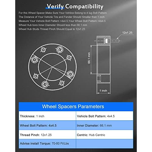 Juego De 2 Espaciadores De Rueda Hubcentric De 1 Pulgad...