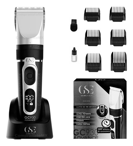 Kit Peluquería Máquina Cortadora Titanio Cabello Pelo Barba Color Negro