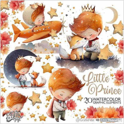 Kit Clipart Imagenes Png + Fondos El Principito Gf03