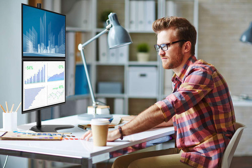 Soporte Vertical Doble Para Monitor Ajustable De Escritorio
