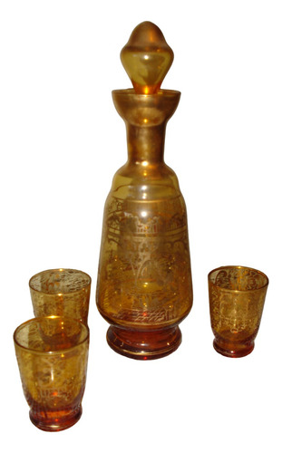 Botellón Cristal De Murano De Origen + 3 Copitas (no Envío)