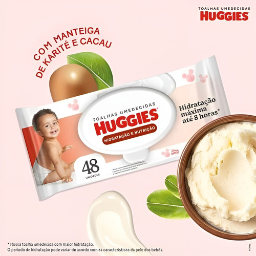 Kit 4x Lenço Umedecida Huggies Hidratação E Nutrição 48un