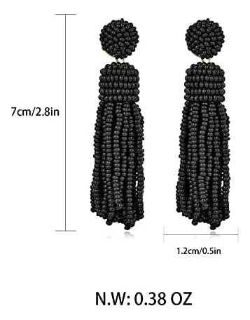 Tovaba Pendientes De Cuentas Negras Pendientes Bohemios Para
