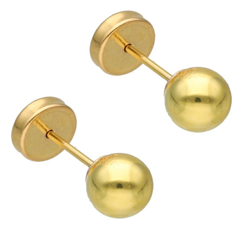 Aros Abridores Oro Lili 18k Bolita 6mm Li-106 - C