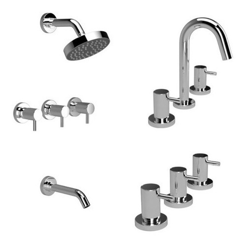 Combo Griferias Aqualia Foster Lever Lavatorio Bidet Bañera