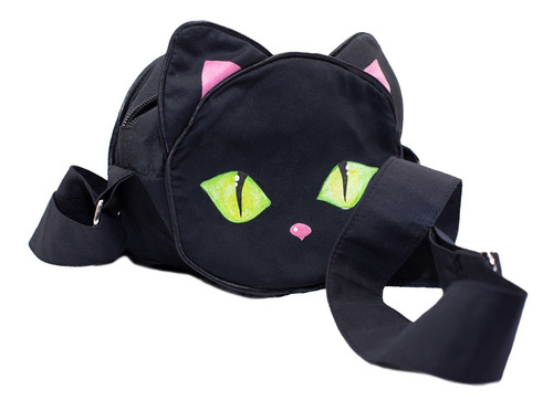 Imagen 4 de 10 de Bolso Tipo Cross Body En Forma De Gato Color Negro