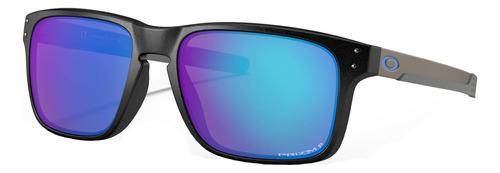 Anteojos De Sol Polarizados Oakley Holbrook Mix Standard Con Marco De O Matter Color Steel, Lente Sapphire De Plutonite Prizm, Varilla Steel De Acero Inoxidable - Oo9384