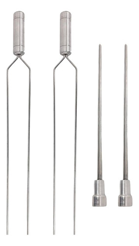 4x Espetos De Inox Lâmina 50cm Duplo/coração Para Churras