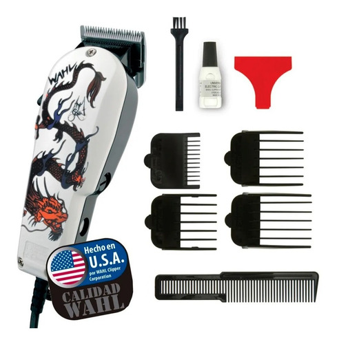 Cortadora de pelo Wahl Professional Super Taper Dragon blanca y negra 220V