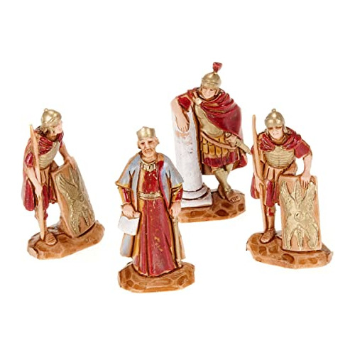 Figura De Nacimiento, Rey Herodes Con Soldados Romanos, 4 Pi