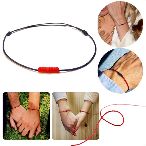 Pulsera Hilo Chino Rojo Negro Nudo Proteccion Energia