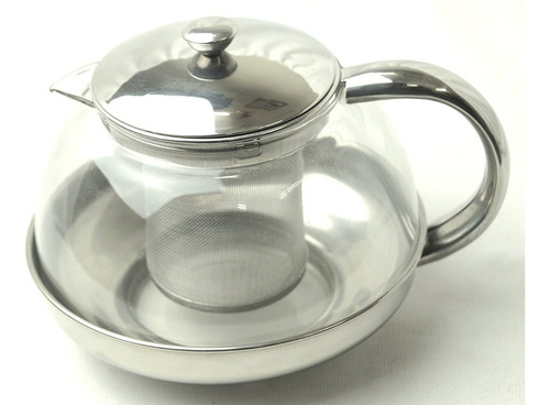 Hervidor Infusor De Vidrio De 1050 Ml Para Tetera Plateado