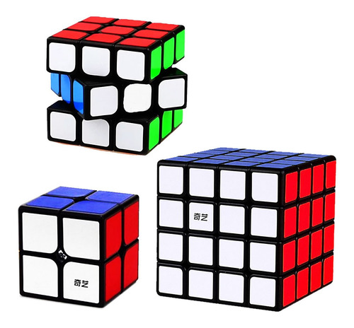 Paquete Cubos (2x2x2, 3x3x3 Y 4x4x4) Base Negra Lubricados