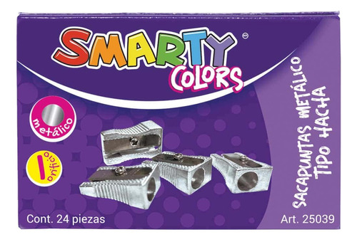 Sacapuntas De Metal Tipo Hacha Caja Con 24pz Smarty 25039 Plateado