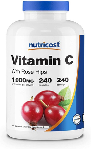 Nutricost Vitamina C Con Rosáceos 1025mg, 240 Cápsulas