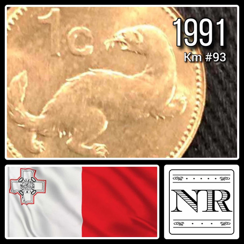 Malta - 1 Cent - Año 1991 - Km #93 - Comadreja