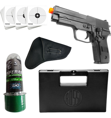 Pistola De Airsoft P226 Rossi 120 Esferas Alvos Coldre Case