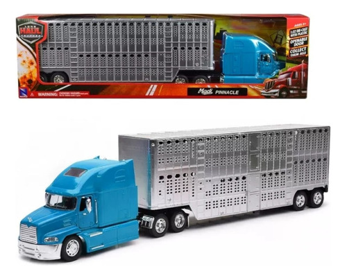 New Ray 1:32 Mack Vision Pinnacle Azul Jaula Ganadera 1:32