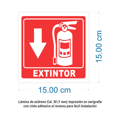 Señalamiento De Extintor Set 10 Pzas 15 X 15cm