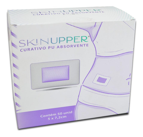Curativo De Espuma Pu Absorvente 7,2cmx5cm Skinupper 50 Unid