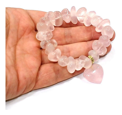 Imagem 2 de 2 de Pulseira Quartzo Rosa Pedra Brasileira Natural Boas Energias