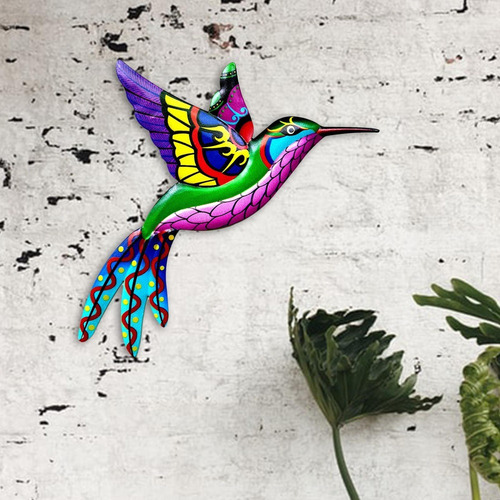 Para Para Arte De La Pared Estatua De Colibrí De Metal Rosa