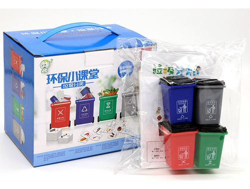 Mini Juguete De Clasificación De Cubos De Basura Con Largo