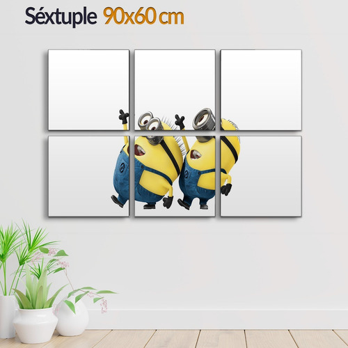 Cuadro Decorativo Moderno Minions Jd-0492 G Séxtuple 90x60 Cm Sin Marco