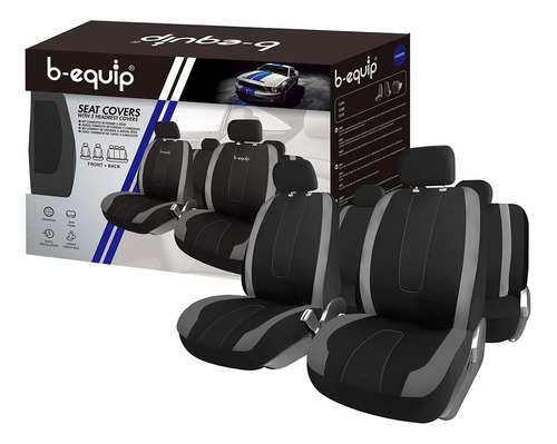 Fundas Cubre Asiento B-equip Negro Gris Tela 