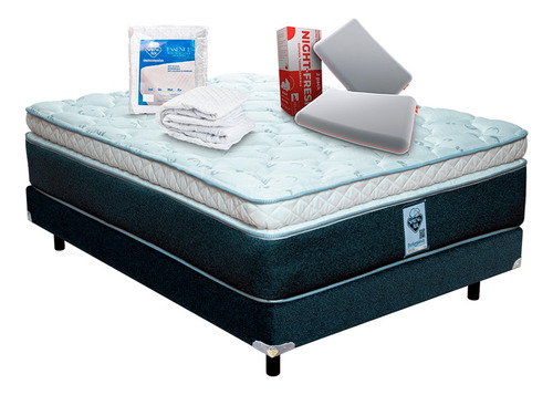 Colchón King Size Con Box Spring Air Gibson Más 2 Blancos