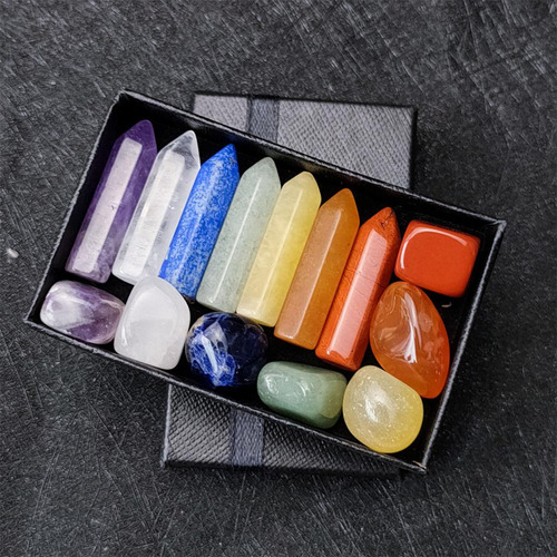 14pcs Crystal Energy Stones Hexagonal Bar Clear Topaz