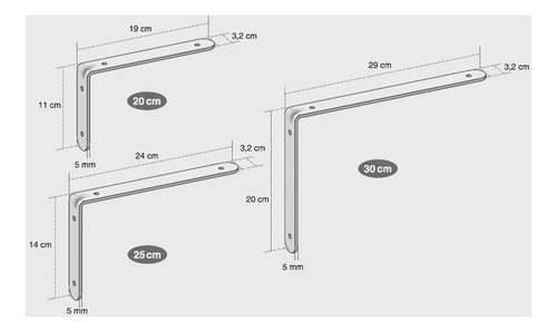 Mensula Escuadra Soporte Para Estante - Super Planchuela Hierro 20cm