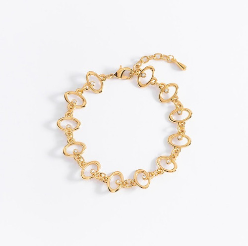 Pulsera Sencilla Ovalo En Baño De Oro Marca Nice