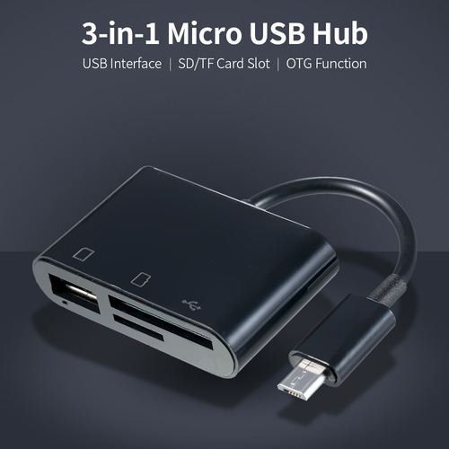 Adaptador Micro Usb Otg 3 En 1 Y Lector De Tarjetas Para Mic