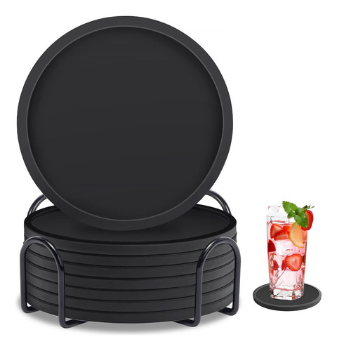 Posavasos De Silicona Antideslizante 8 Piezas Con Soporte