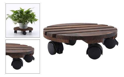 2 Bandeja De De Planta Rodante Soporte De 35cm Marrón 35cm