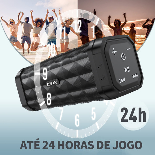 Bugani M99c Alto-falante Portátil Sem Fio Com Bluetooth Preto