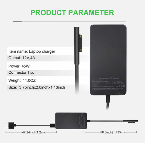 Imagen 4 de 10 de Cargador Original Microsoft Surface 65w: Pro Book2 Laptop Go