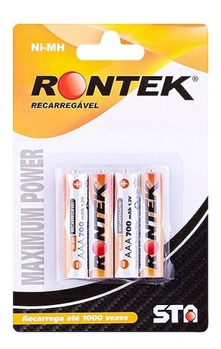 Bateria Recarregável Nimh Aaa 1,2v 700mah - Emb. 4 Peças