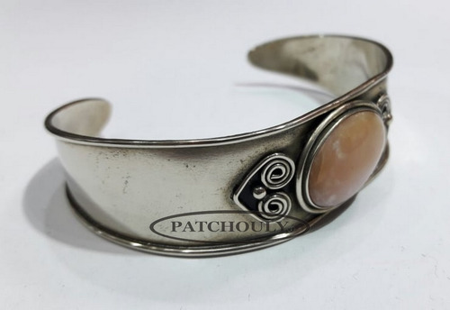 Imagen 5 de 6 de Pulsera De Alpaca Con Piedra Hecha A Mano Rigida Artesanal