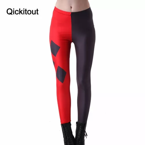 Tam P 34/36 Calça Legging Bicolor Estampa Arlequina Harley Quinn