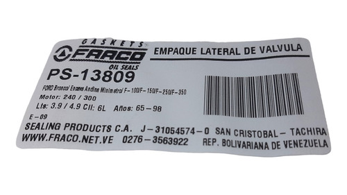 Empacadura Tapa Taquetes Lateral Ford Motor 240 300