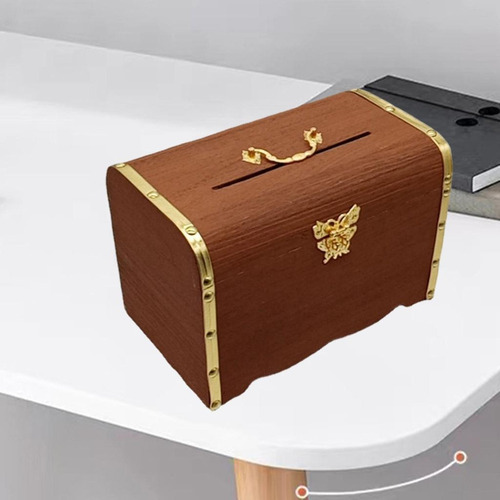 Caja De Almacenamiento De De Madera Antigua, Con Candado Y