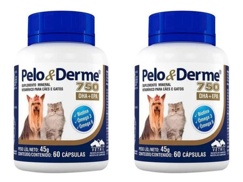 Pelo E Derme 750 60 Capsulas Kit Com 2 Unidades